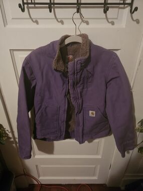 Carhartt Purple Bomber Jacket with Brown Sherpa Lining